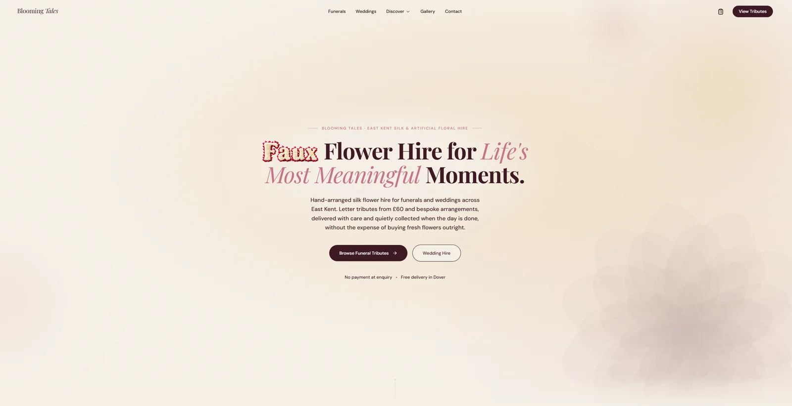 Blooming Tales website homepage design