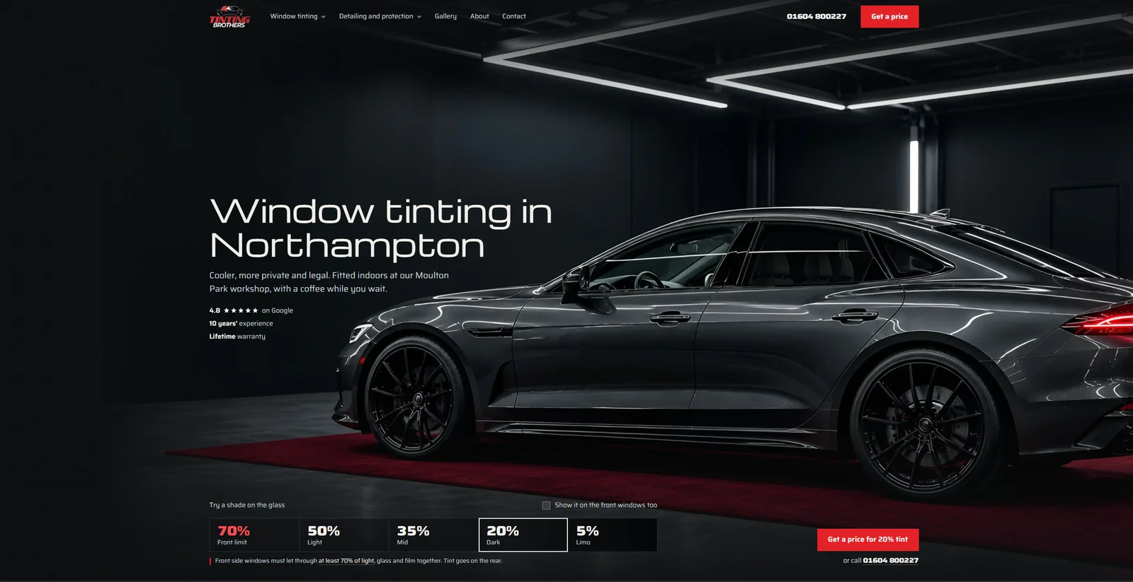 Tinting Brothers website homepage design